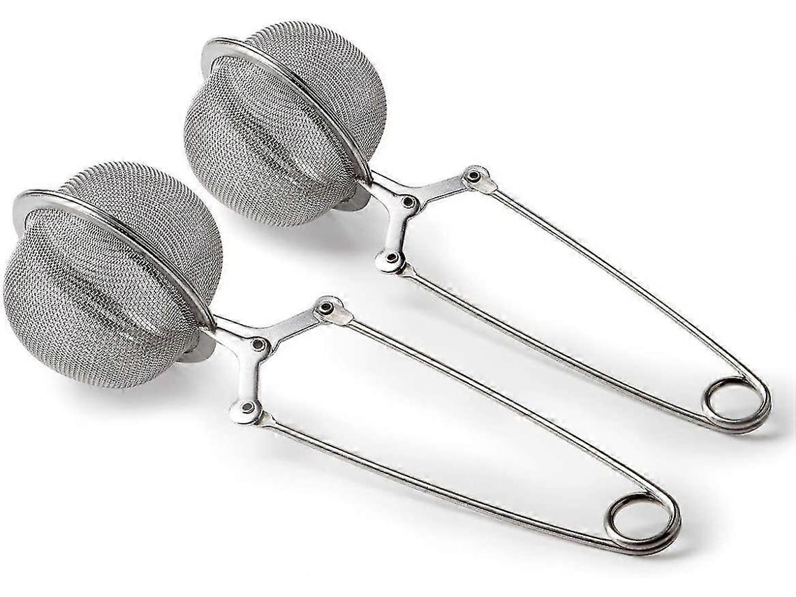 Colador de Té de Acero Inoxidable para Hoja Suelta Infusor de Bola Snap Fácil Limpieza 2 Piezas Plata