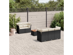 Vidaxl 6 Pcs Conjunto Sofás De Jardim C/ Almofadões Vime Pe Preto