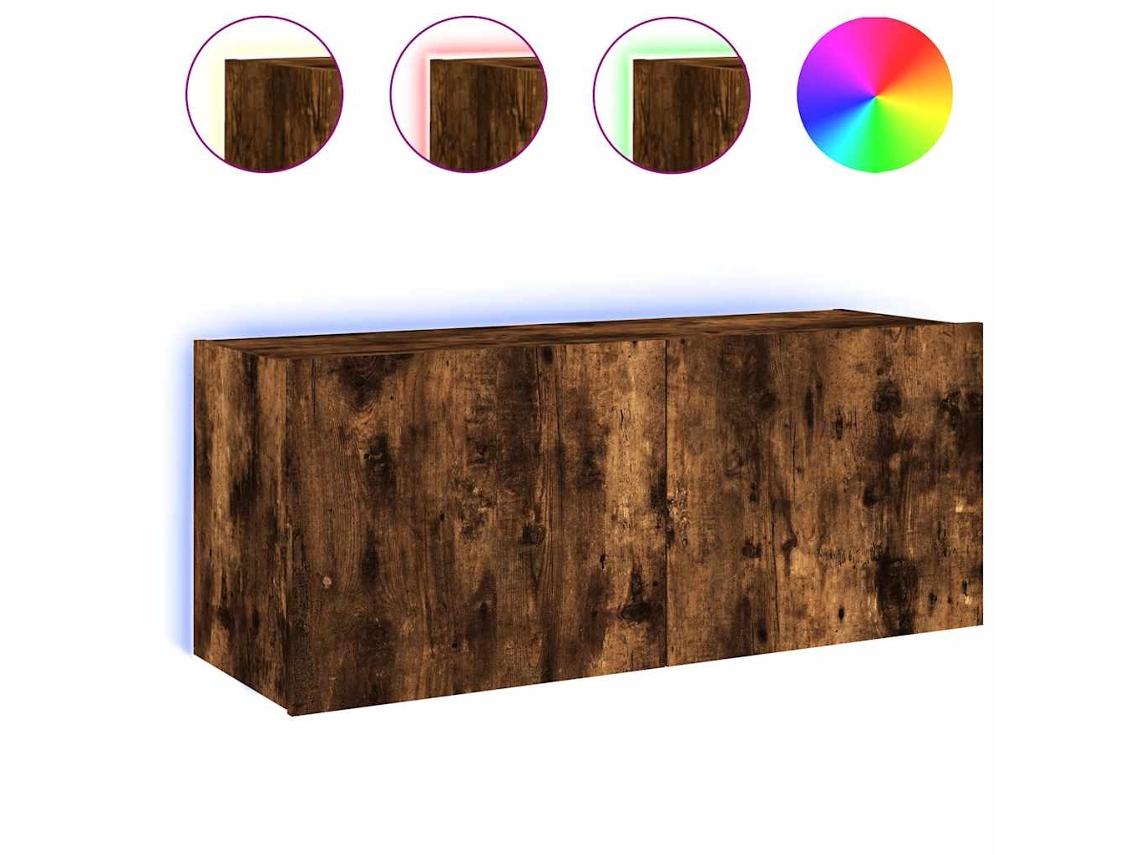 Móvel de parede MAISON EXCLUSIVE para TV com luzes LED, carvalho fumê (100x35x41 cm)