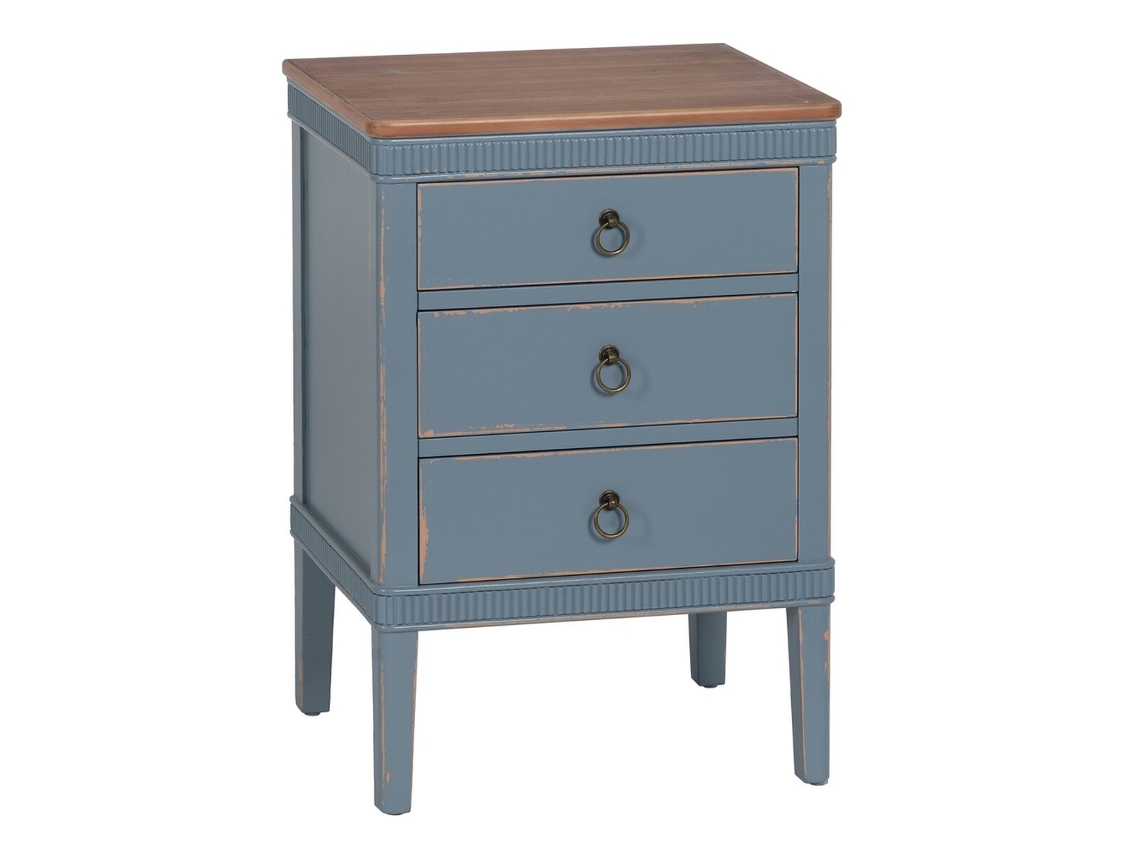 Mesa de Cabeceira Azul Natural Madeira de abeto Madeira MDF 50 x 38 x 72 cm