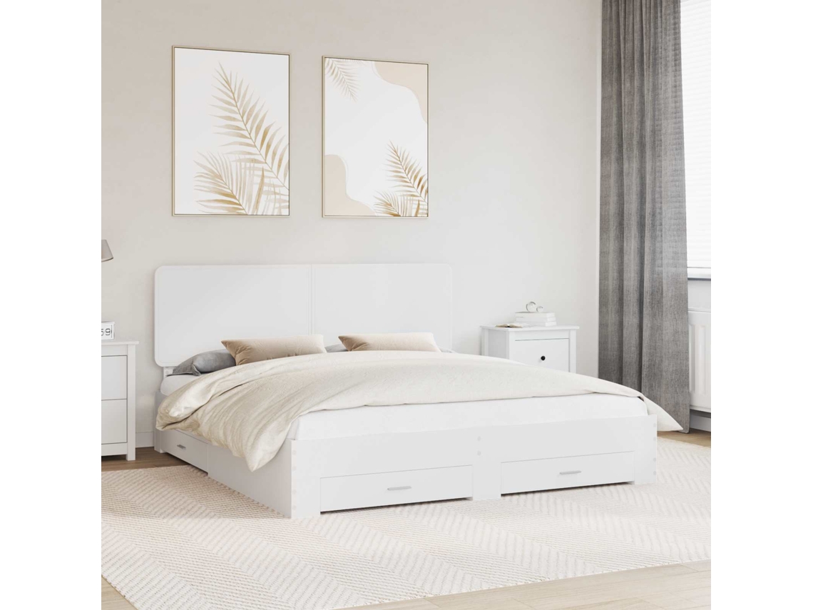 Vidaxl Estrutura Da Cama Branco 180 X 200 Cm Madeira Processada
