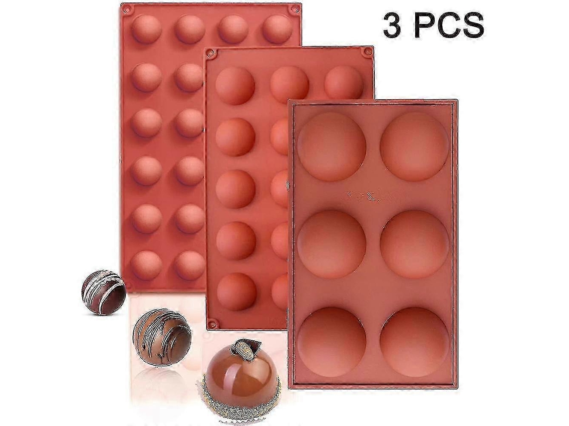Formas de silicone semi-esferas, formas de chocolate, 3 pacotes Assar Aquaforge