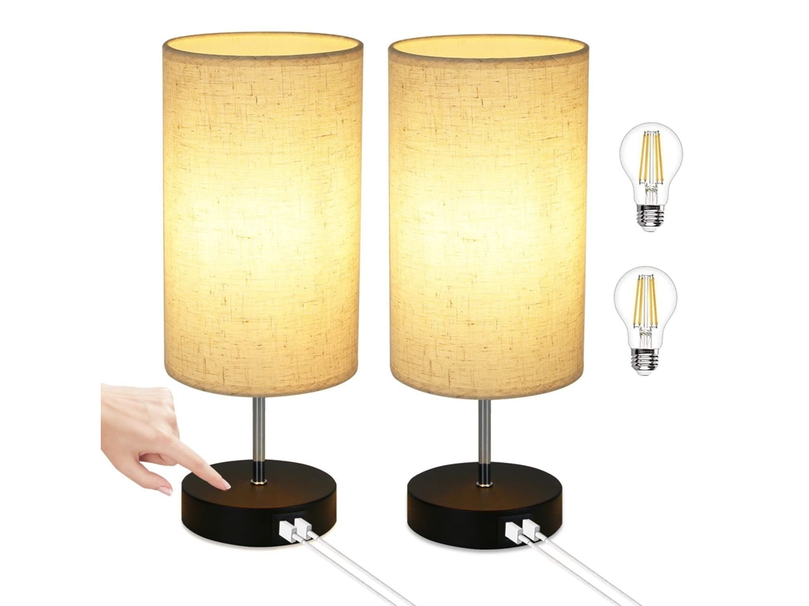 Cúpula de Mesa Sem Fios, Cúpula de Cabeceira com Bateria Cúpula de Mesa Led com Controlo de Toque e Bateria Preta Recarregável por Usb NETTLIFE