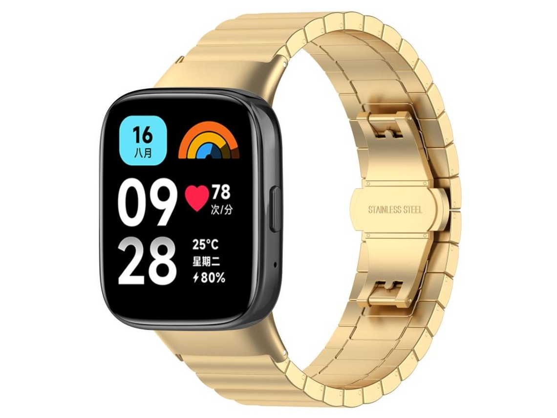 Bracelete para Redmi Watch 3 Active / Lite em aço inoxidável com conta de bambu dourada XIAOMOYU (20mm)