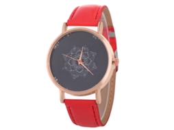 Reloj De Pulsera Analógico De Cuarzo Con Correa Pu Para Mujer Y Hombre Zhoulianfa (rojo)