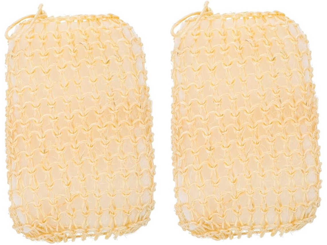 Veemoon Conjunto De 2-esponjas Esfoliantes Corporais Juta Natural, Acessórios De Banho Práticos E Suaves Para Todas As