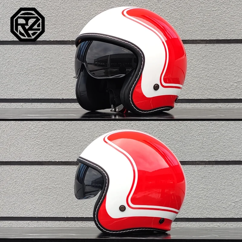 (m) Capacete De Motocicleta, Modelo Retrô 3/4 Com Viseira Integrada