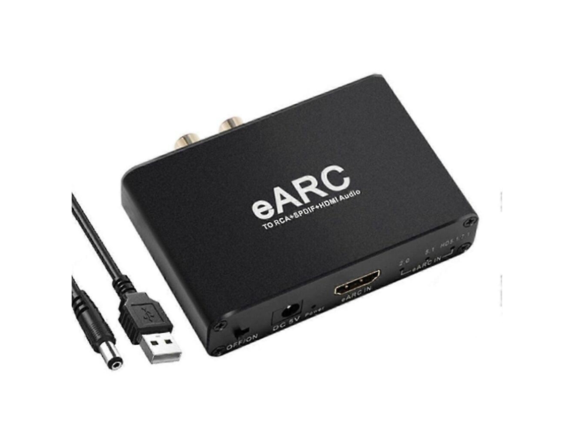 Extrator de Áudio Earc Compatível com Hdmi, Conversor 192 Khz, Adaptador para Rca Dt AQUAFORGE
