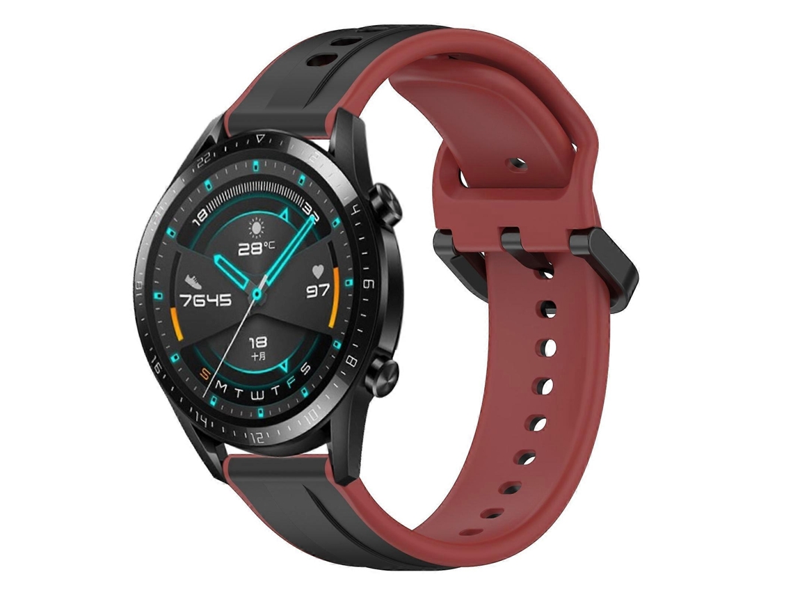 Pulseira De Silicone Bicolor Com Formato Convexo Para Huawei Gt2 (46 Mm E 22 Mm)