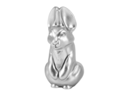 Estátua de Coelho Resina Prateada Decorativa Mesa Prateleira Zz0769