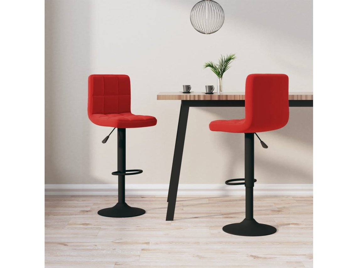 Vidaxl Bancos De Bar 2 Pcs Veludo Vermelho Tinto