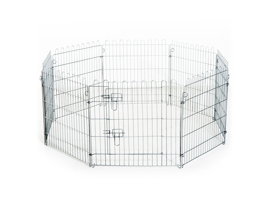 Cerca Com 8 Paineis 63x60cm, Com Porta Com Trava Para Jardim Pátio Externo Prata