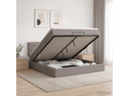 Vidaxl Cama Ottoman Com Colchão E Led Cinzento-acastanhado Tecido