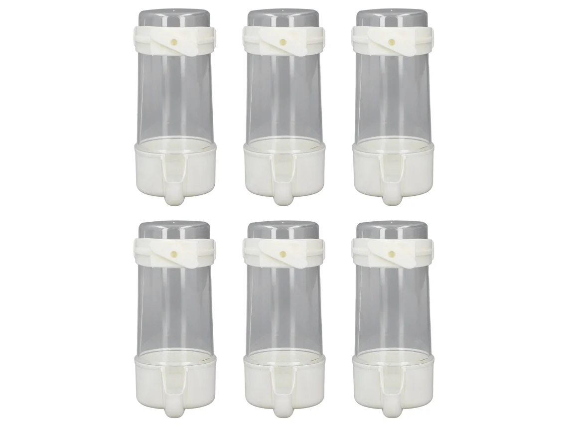 6 bebedouros automáticos Primerox para gaiola de pássaros, 200ml, plástico anti-derramamento.