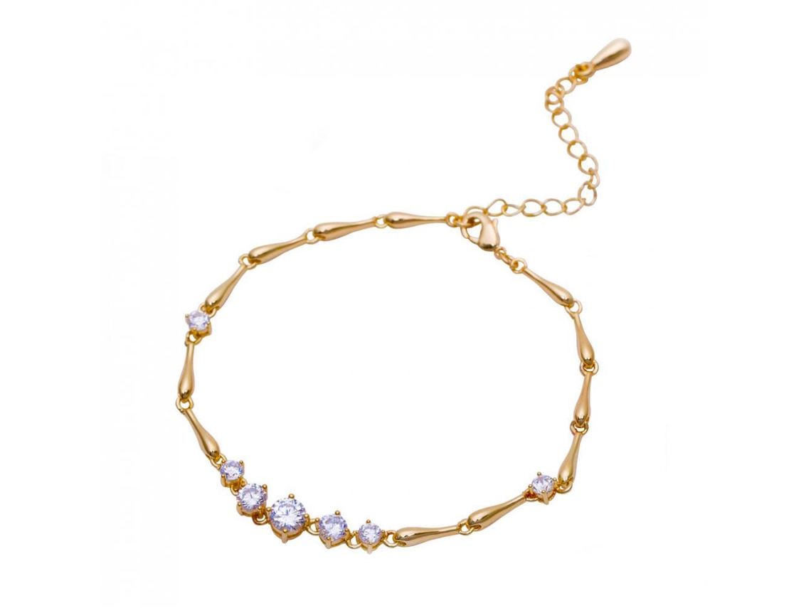 Pulseira De Jóias Com Zircão Brilhante E Corrente Extensível
