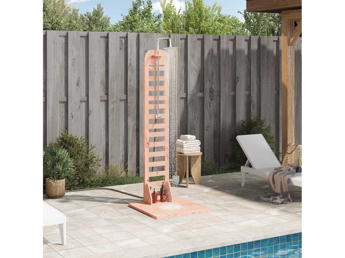 Vidaxl Chuveiro Externo 223 Cm Madeira Douglas Sólida E Aço Inoxidável