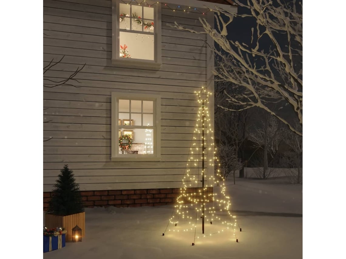 vidaXL Árvore de Natal com espigão 200 luzes LED 180 cm branco quente |  