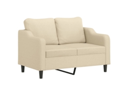 3 Pcs Conjunto de Sofás com Almofadas Tecido Cor Creme SYFAX