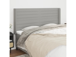 Vidaxl Cabeceira Cama C/ Abas Tecido 203x16x118/128 Cm Cinzento-claro