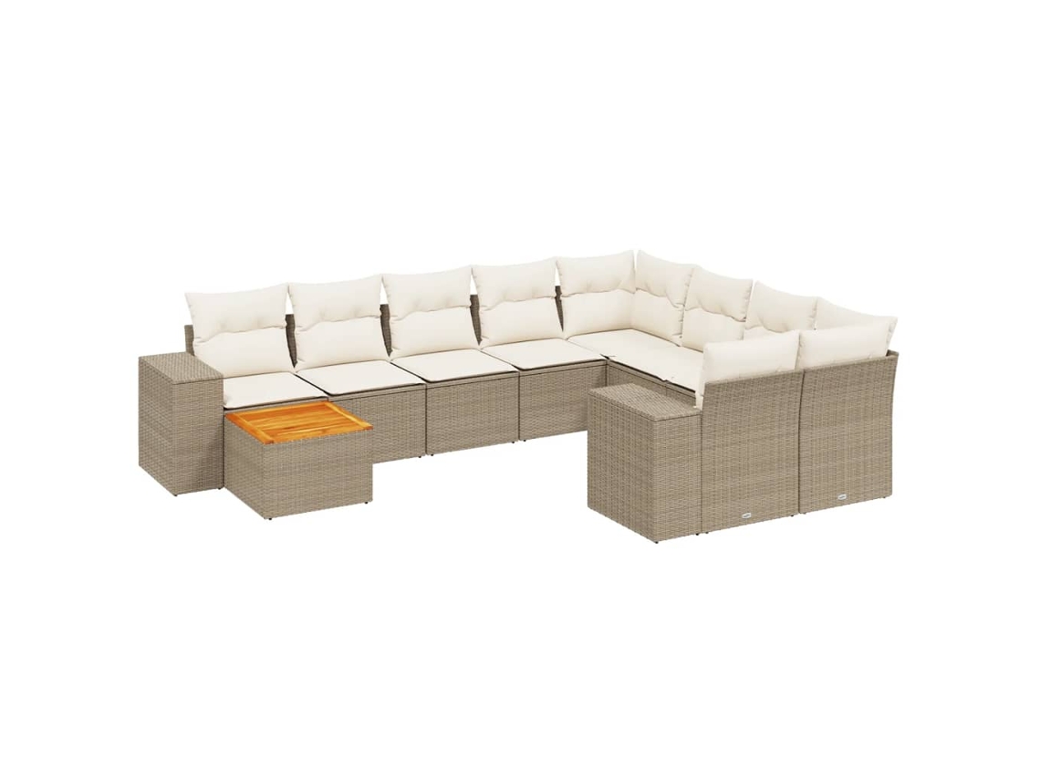 Maison Exclusive - 11 Pcs Conjunto Sofás De Jardim C/ Almofadões Vime Pe Bege