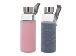 Conjunto 6 Garrafas Rosa e Cinza DRW (Ø6x19cm)