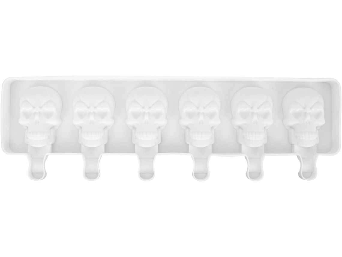 Molde De Silicone Em Formato Caveira Branca Para Picolés