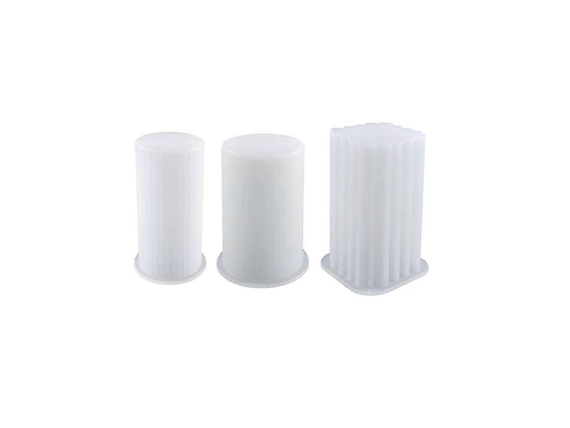 Moldes De Cera De Silicone, 3 Moldes Cilíndricos E Quadrado, Reutilizáveis, Para Velas De Coluna Blanco