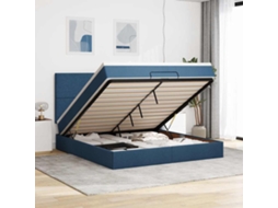 Estrutura De Cama Otomana Vidaxl Com Tecido Azul Colchão 180x200cm