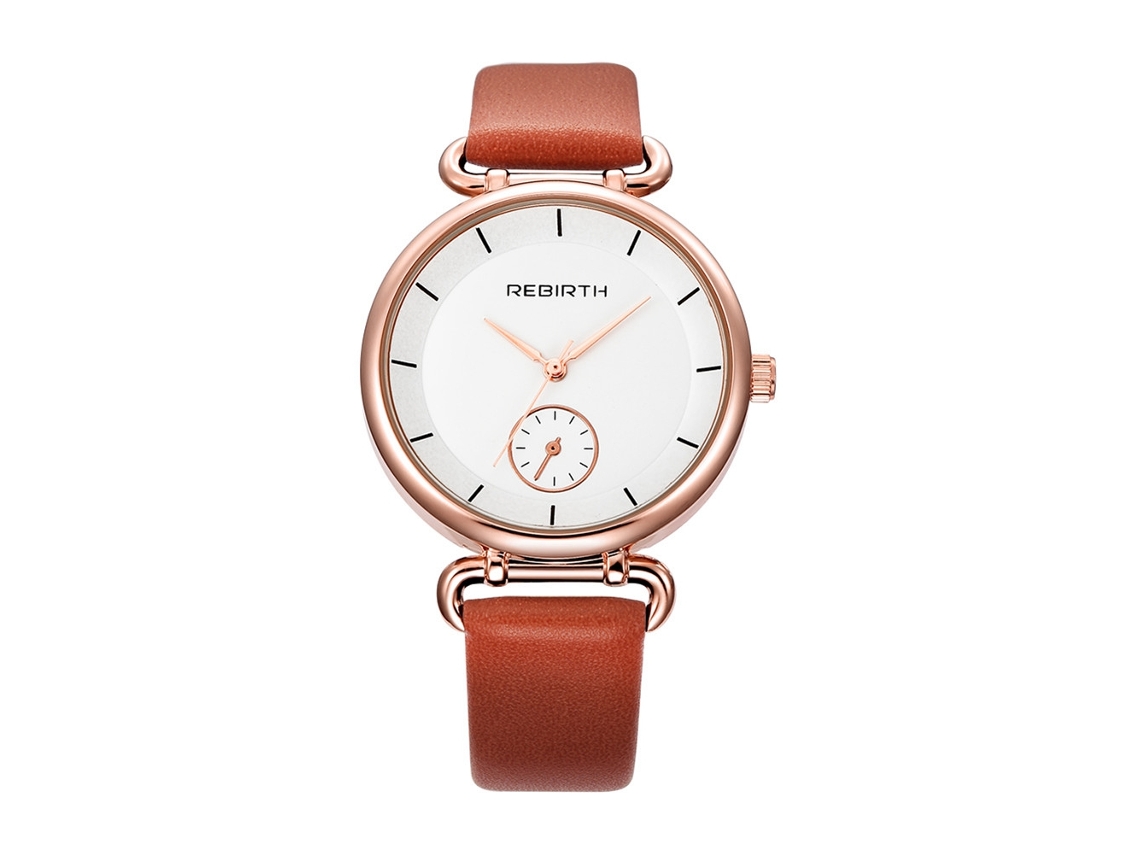 Relógio de Pulseira Feminino Simples com Correia de Couro Pu Estilo Moderno Quartz Redondo Café