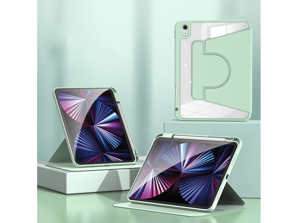 Capa Para Ipad Pro 13 2024 2 Em Couro E Acrílico Verde Elysve