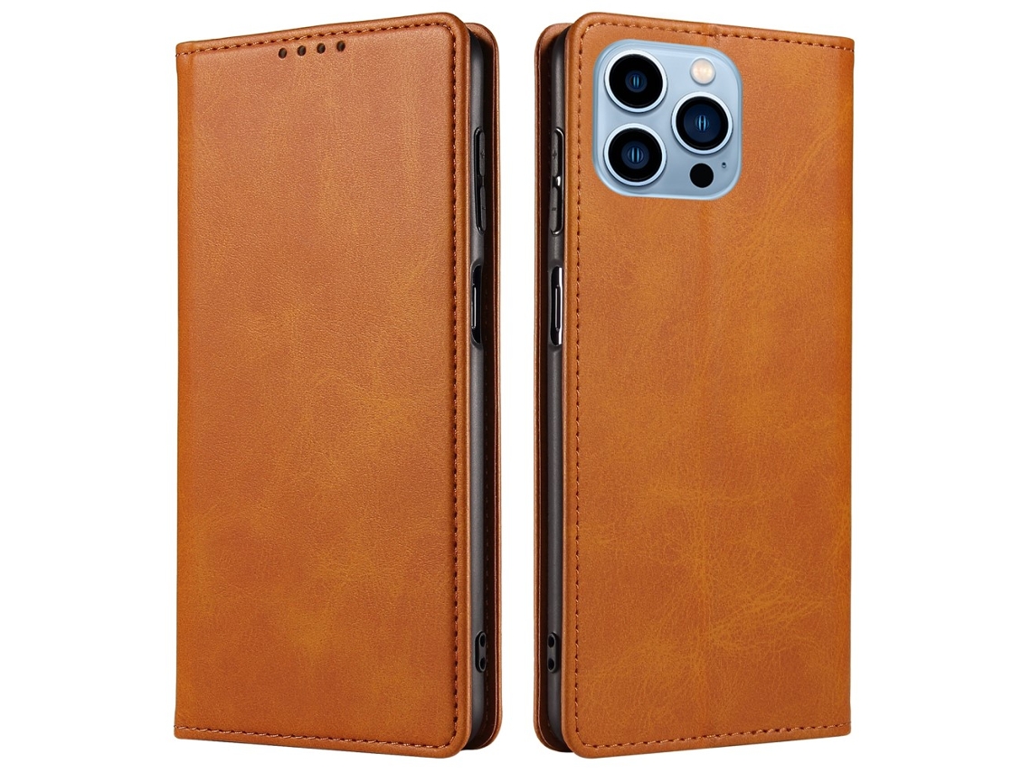 Capa Em Couro Pu Magnético Para Apple Iphone 16 Pro Max - Cáqui