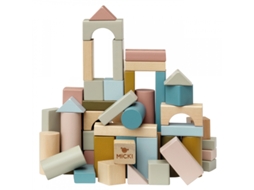 Brinquedo De Construção Com Blocos De Madeira Micki 60 Peças Brinquedos Educativos