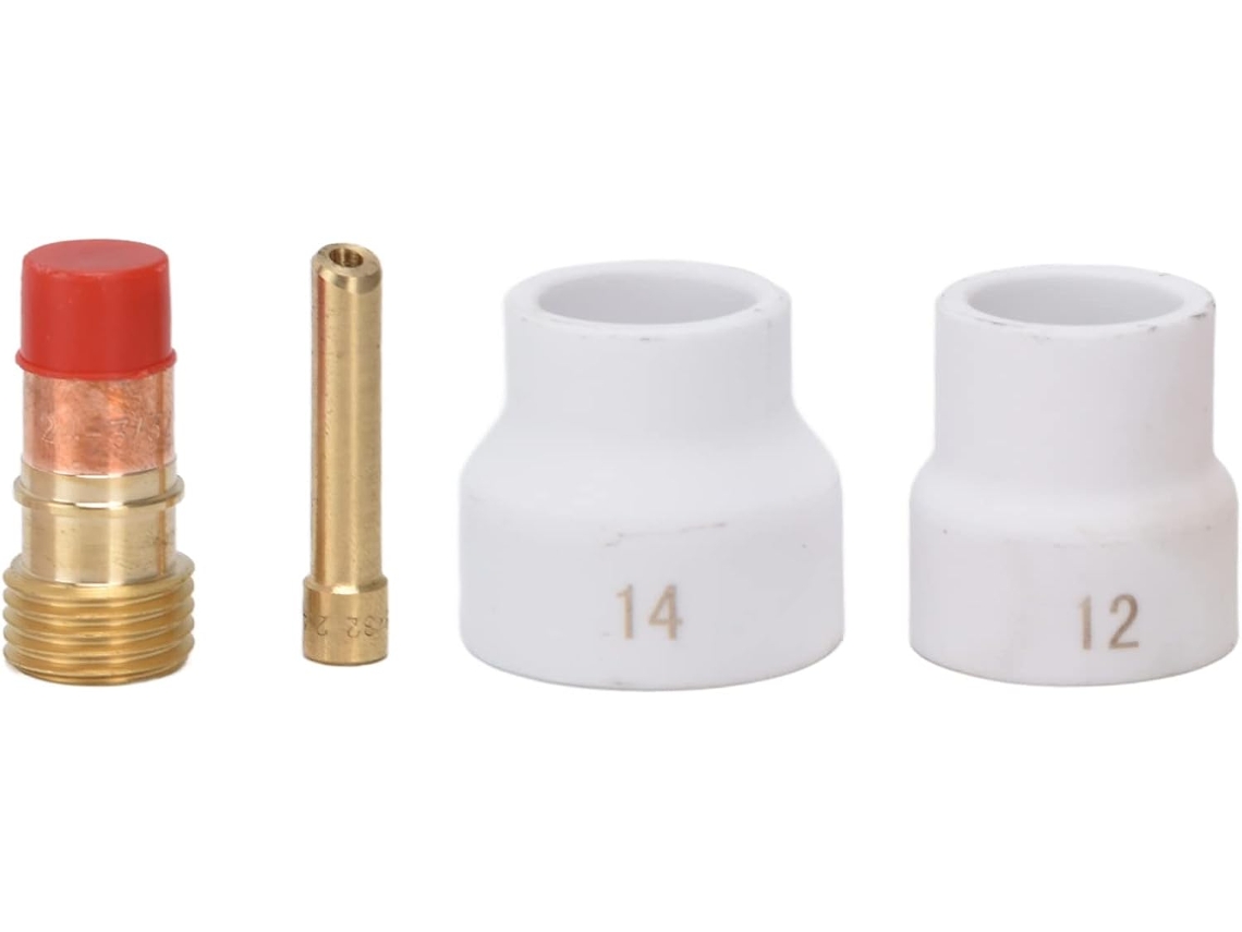 Kit De Lente De Gás Tig Com Copo De Cerâmica Branco, Conector De Porta Eletrodo Curto E Chanfrado Pa Gokoco