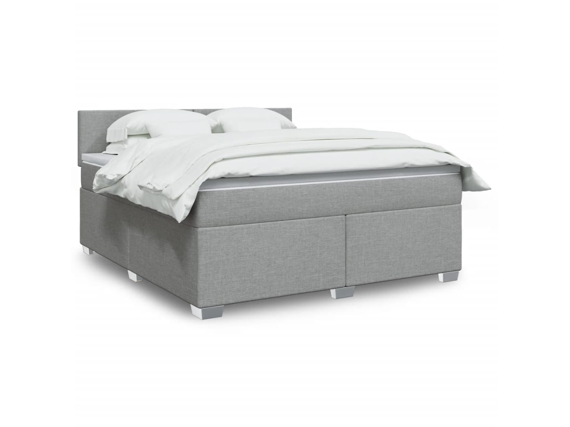 Vidaxl Cama Com Molas/colchão 180x200 Cm Tecido Cinzento-claro