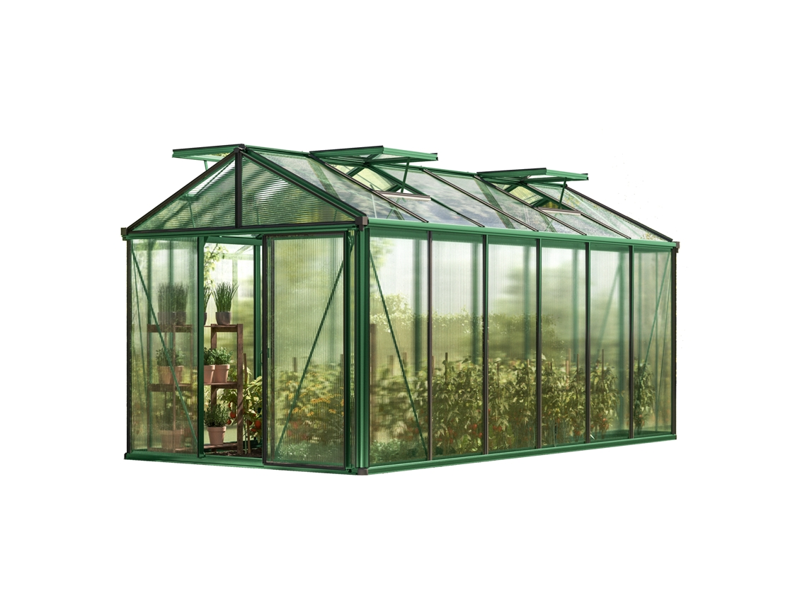 Gfp Estufa Diamas 24 Premium 235x460 Cm Placas Alveolares De 16 Mm, Cor Verde Gfp Garten Freizeitprofi
