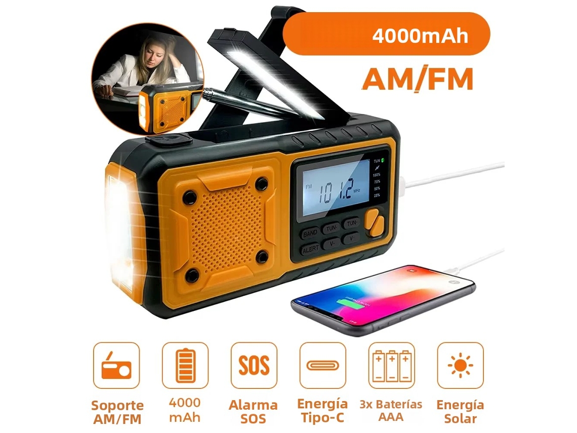 (f1) Rádio Solar Portátil De Emergência