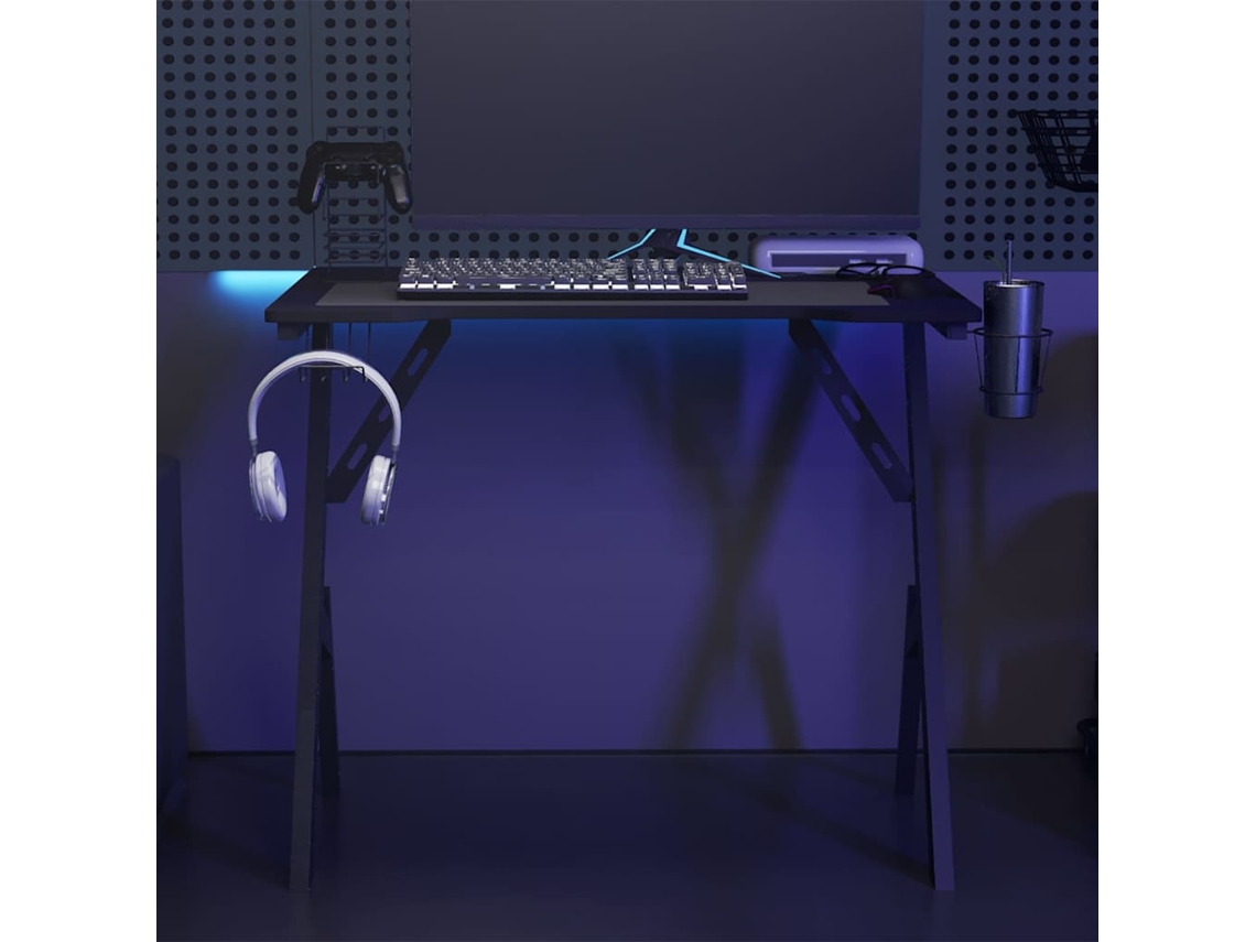 Vidaxl Secretária De Gaming C/ Pernas Em Forma De Y 90x60x75 Cm Preto