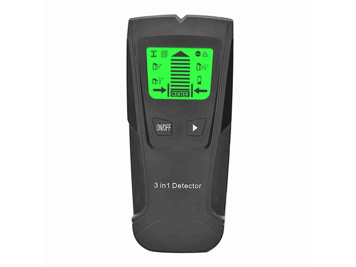 Detector de metais Primerox 3 em 1 com visor LCD, detecta fios elétricos ativos e pilares de madeira.