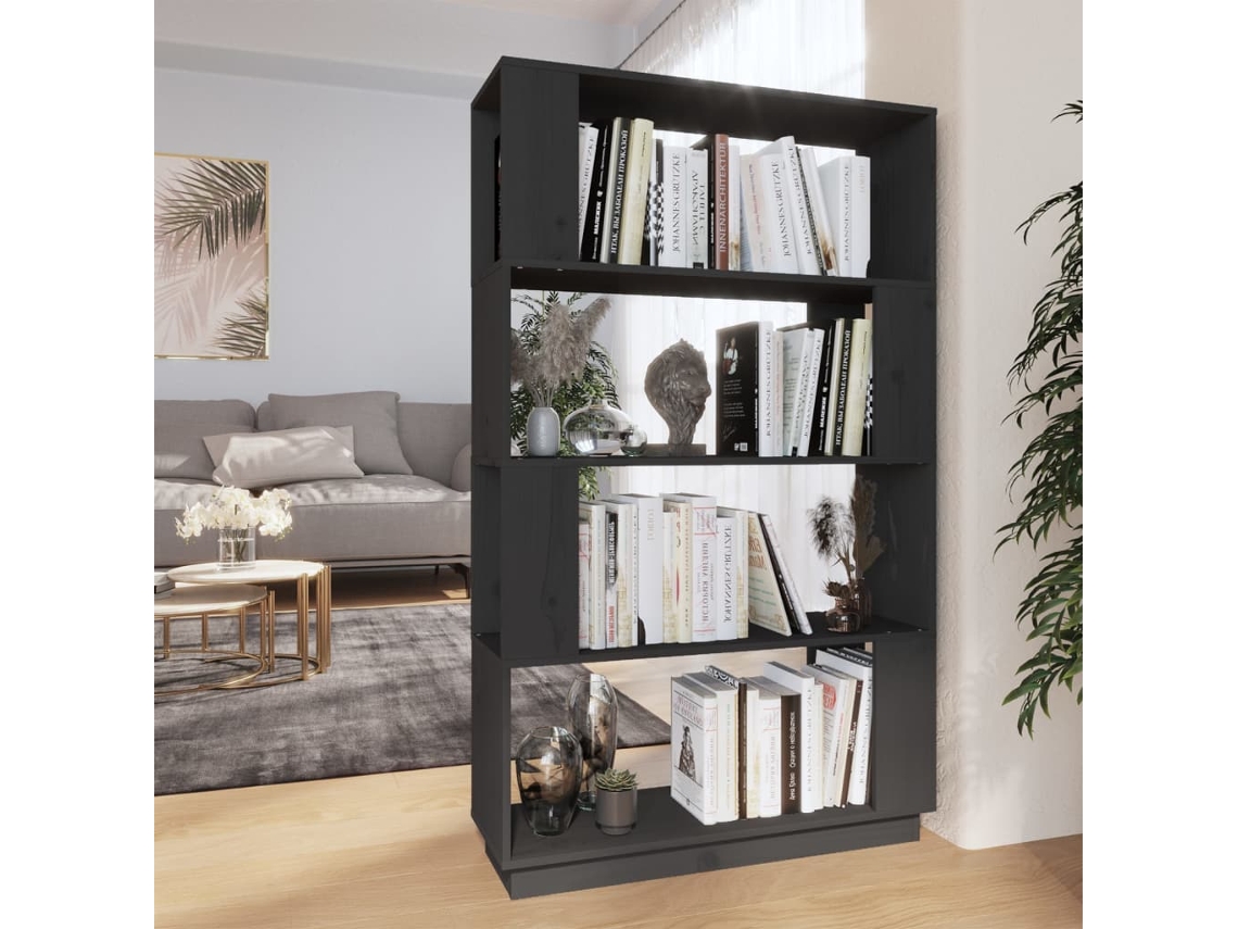 Vidaxl Estante/divisória 80x25x132 Cm Pinho Maciço Cinza