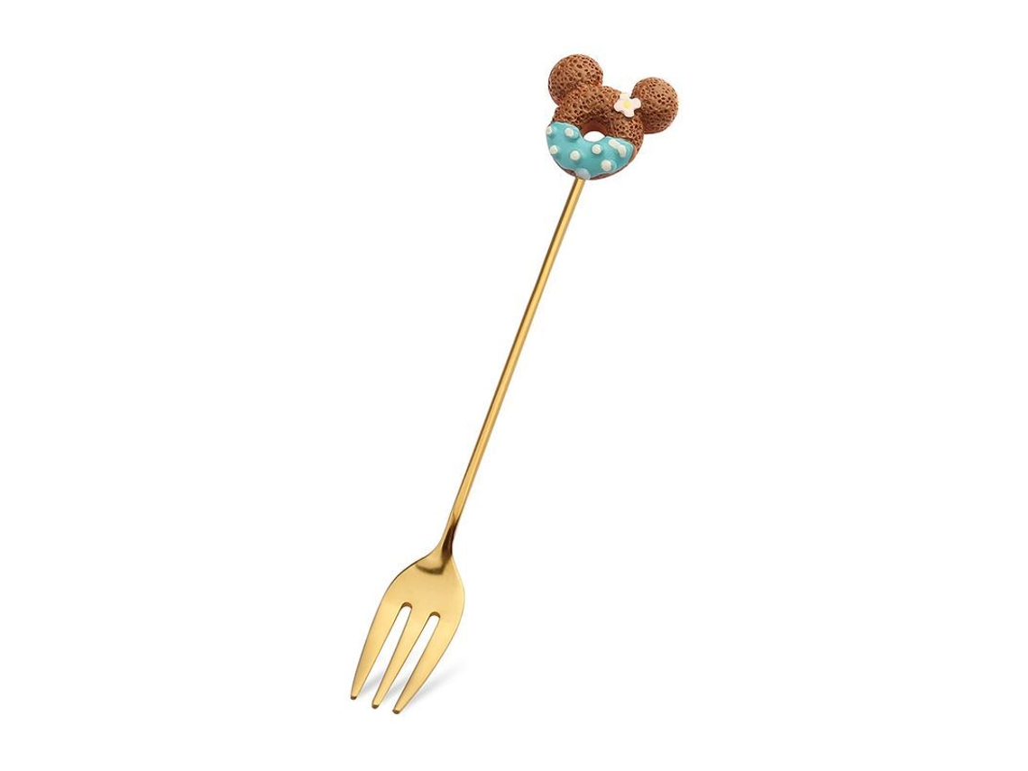 Rebe tenedor Cuchara Criativo de Aço Inoxidável para Sobremesas Donut Lollipop Macarons 6 Peças Dourado Café Azul