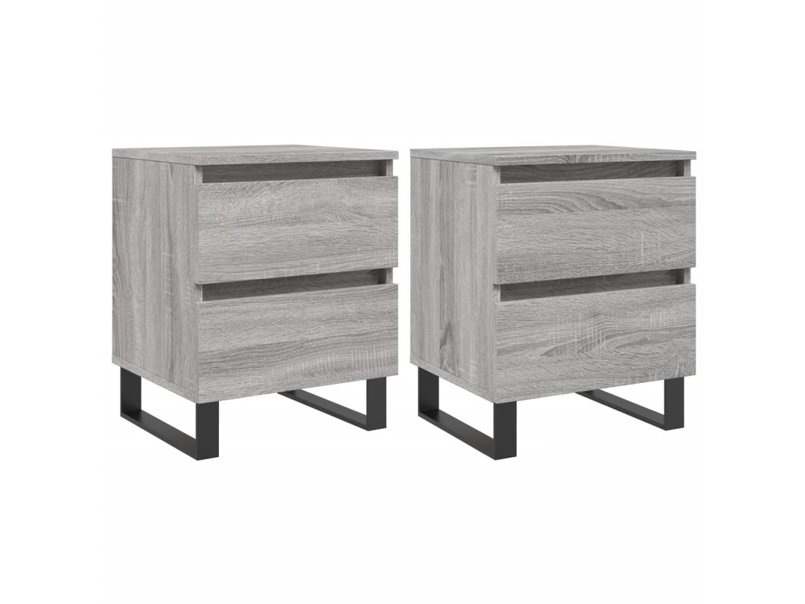 Bedside Cabinet, Bedside Cabinets Vidaxl Cinzeto Madeira Processada (n/a)