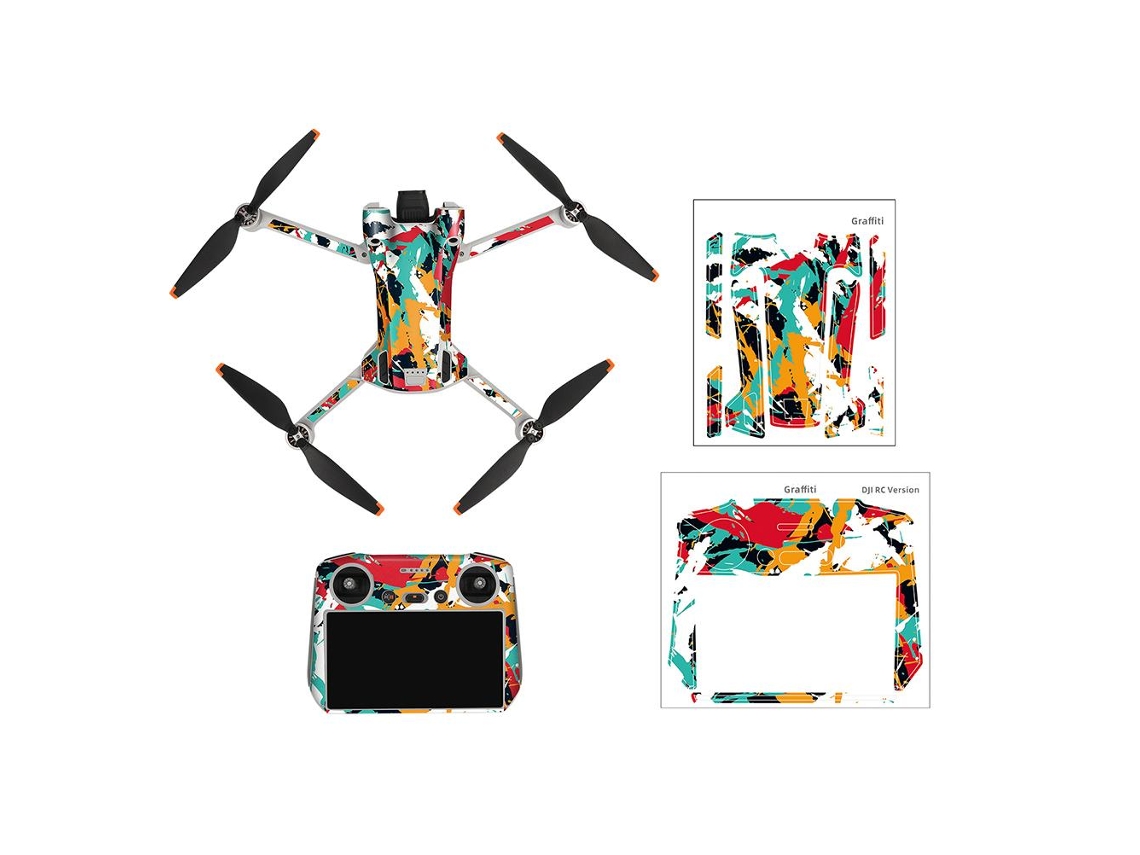 Conjunto de adesivos para drone à prova d'água, compatível com DJI Mini 3 Pro e controle remoto.