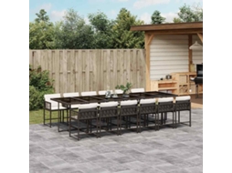 Vidaxl 13 Pcs Conjunto Jantar P/ Jardim C/ Almofadões Vime Pe Castanho