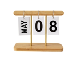Calendário flip de mesa em pé moderno de madeira natural | S/MARCA