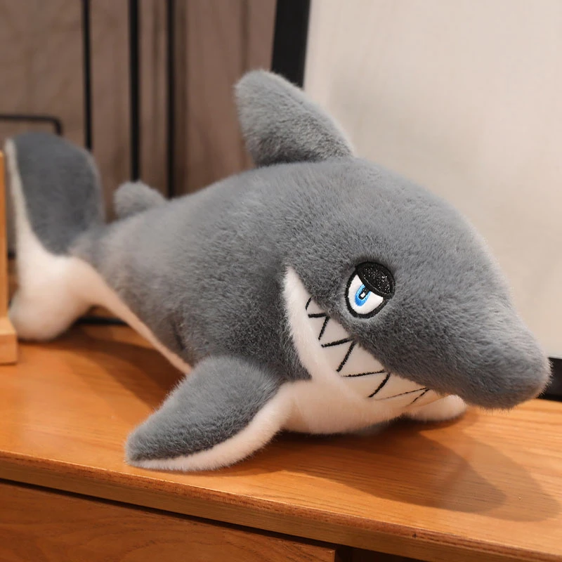 Brinquedo de Pelúcia de Tubarão Anime Realista e Fofo MDUG (cinza, 85cm)