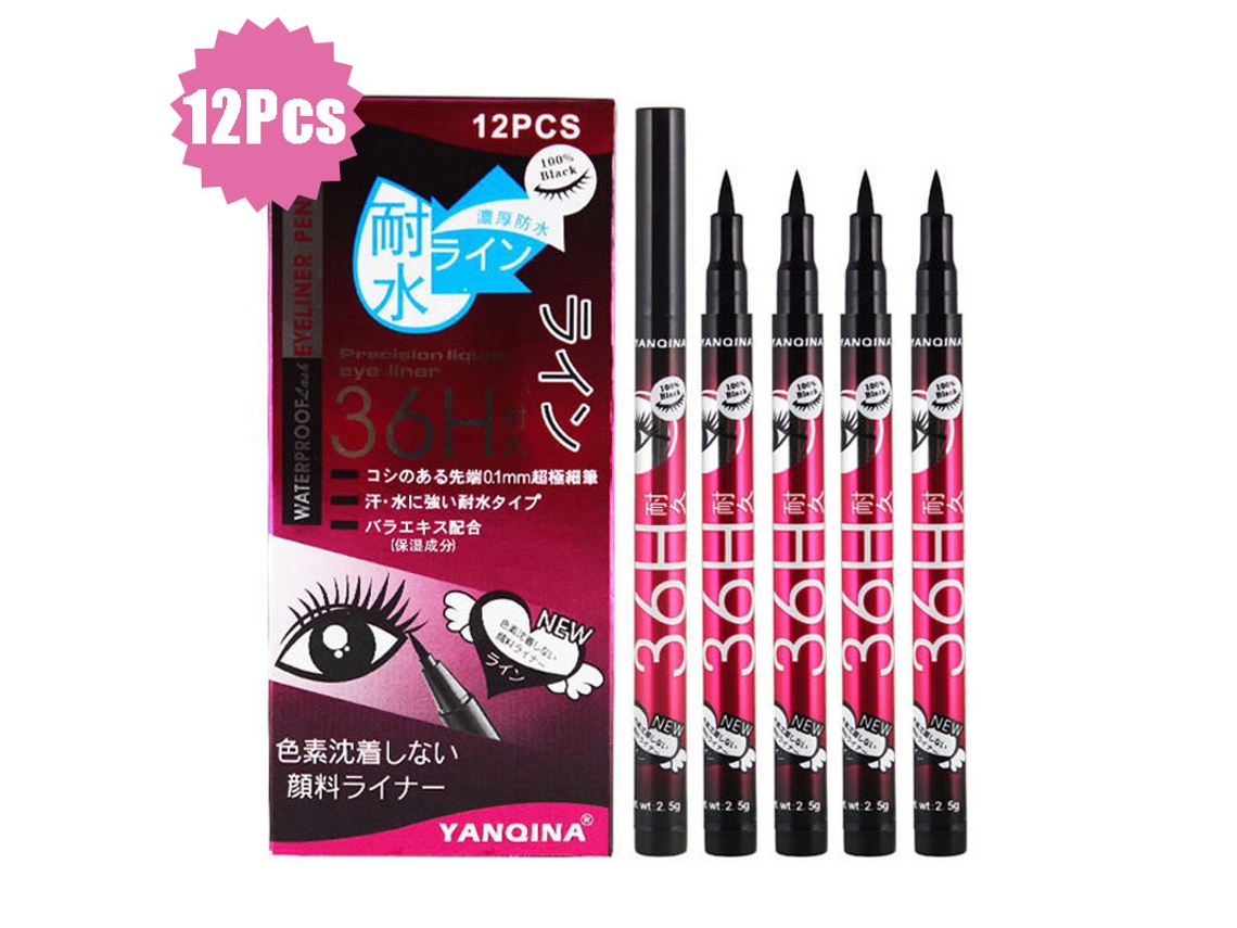 12 Pçs/caixa Delineador Líquido À Prova Dágua Preto Marrom Azul Roxo Cor Delineador de Olhos de Longa Duração Caneta Secagem Rápida Matte M EHSTMIND