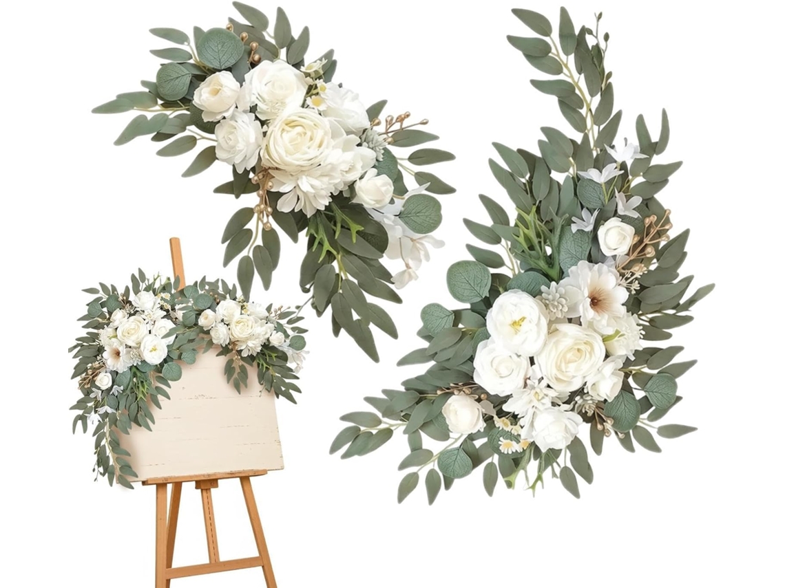 Conjunto De Flores Artificiais De Rosas Para Laço De Casamento, Reutilizáveis |