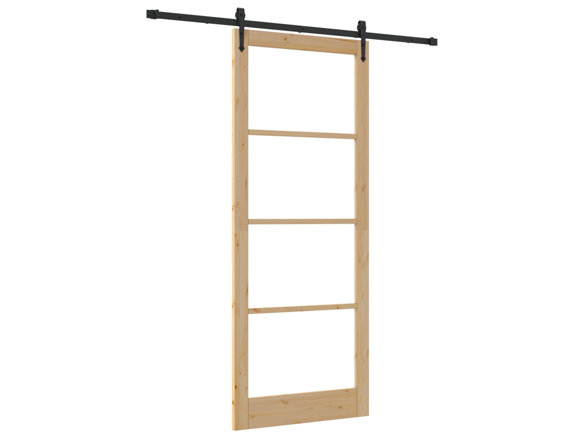 Conjunto 1 Porta Deslizante Vidaxl Castanho Madeira De Pinho Maciça (93 X 232 Cm)