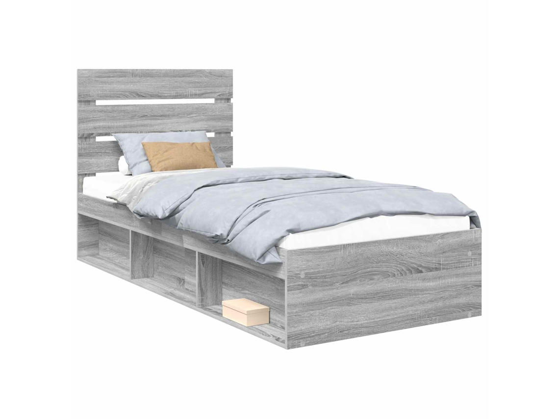 Estrutura da Cama com Cabeceira Cinza Sonoma 90x200 cm MAISON EXCLUSIVE