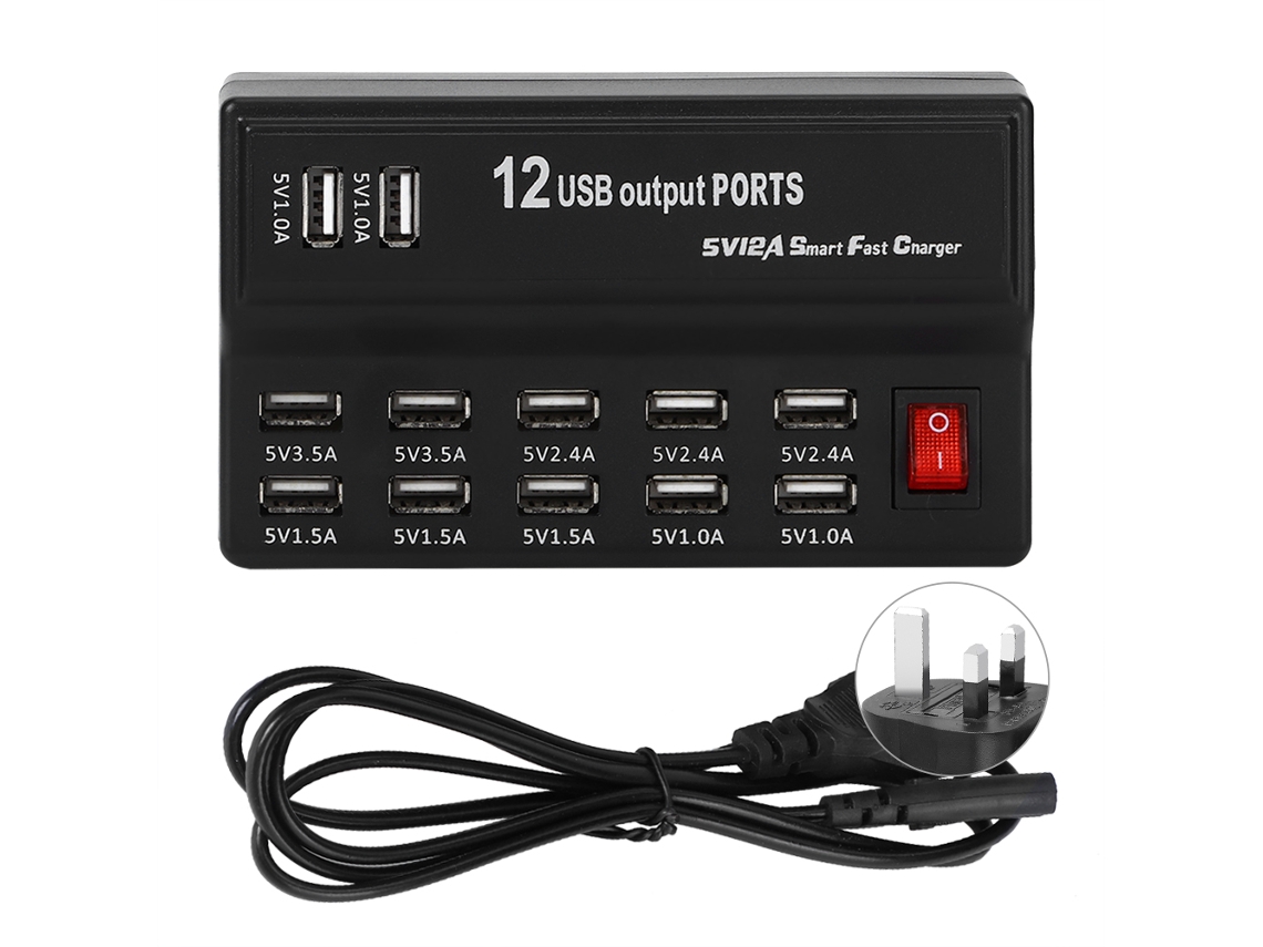 Painel de Carregamento Rápido 12 Portas Usb para Casa